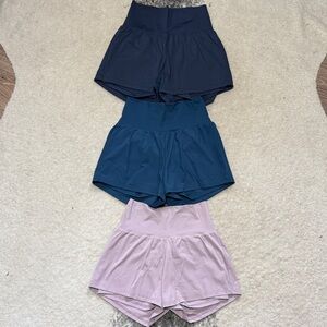 Women's Halara High-Waisted Shorts - Navy, Teal, and Lavender Medium